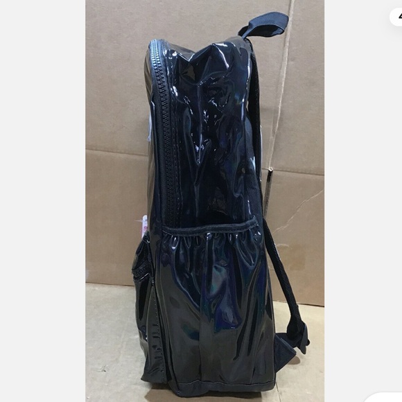 Justice Metallic Black Glow Backpack Bookbag G20 NWOT - Picture 5 of 7